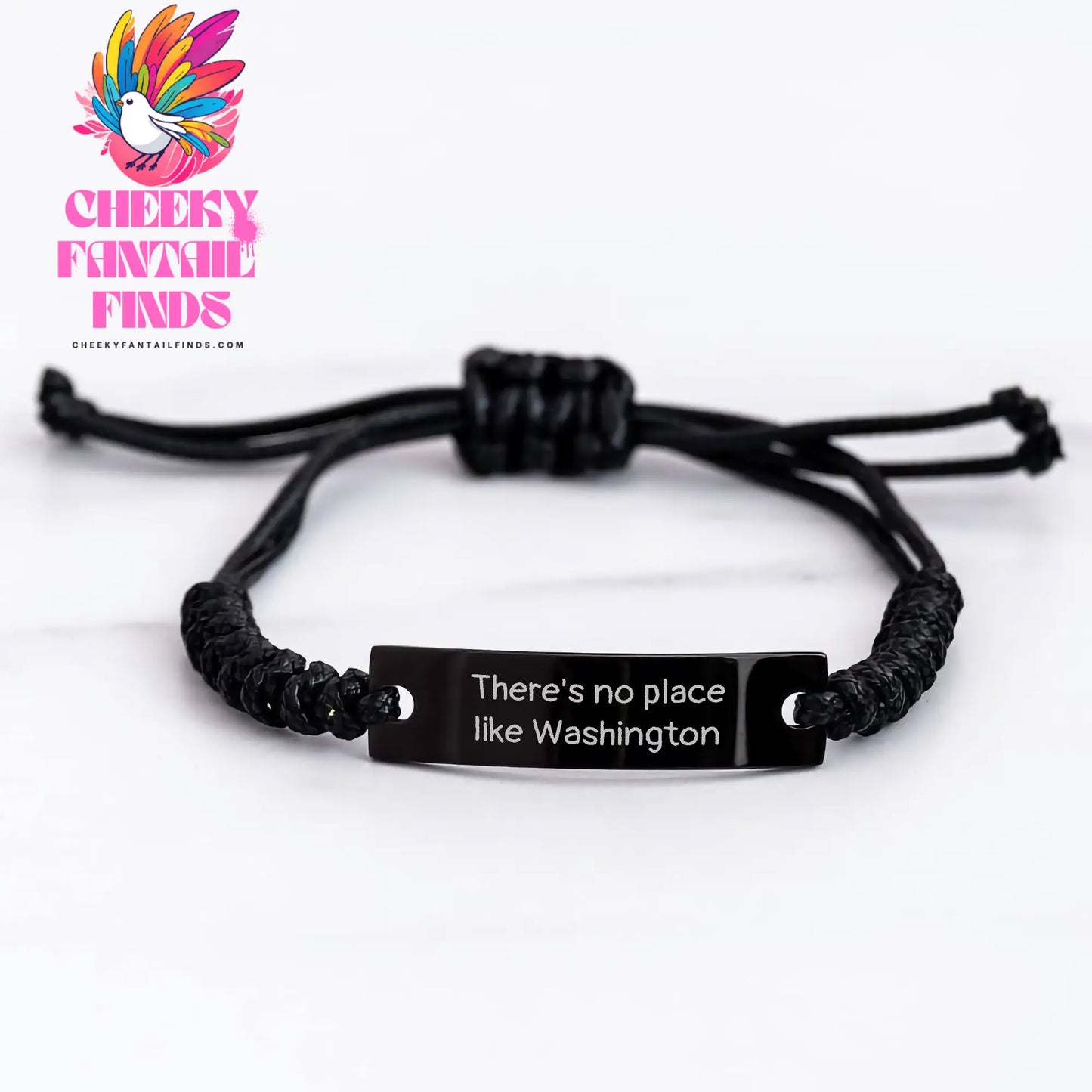 Washington Inspired Rope Bracelet, 'There's No Place Like Washington', Adjustable, Black, Gifts from Men to Washington Friends and Family for Father's Day - Image 3