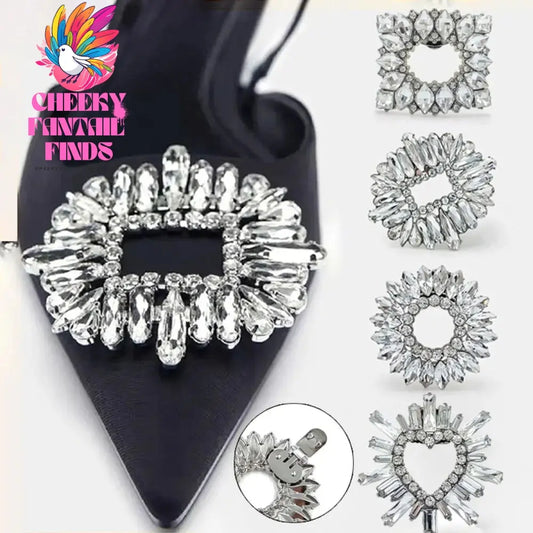 Wedding Shoe Decorations Clip Shiny Flower Charm Buckle Wedding Bride Glass Crystal High Heel Shoe Rhinestone Decorative Clamp Cheeky Fantail Finds