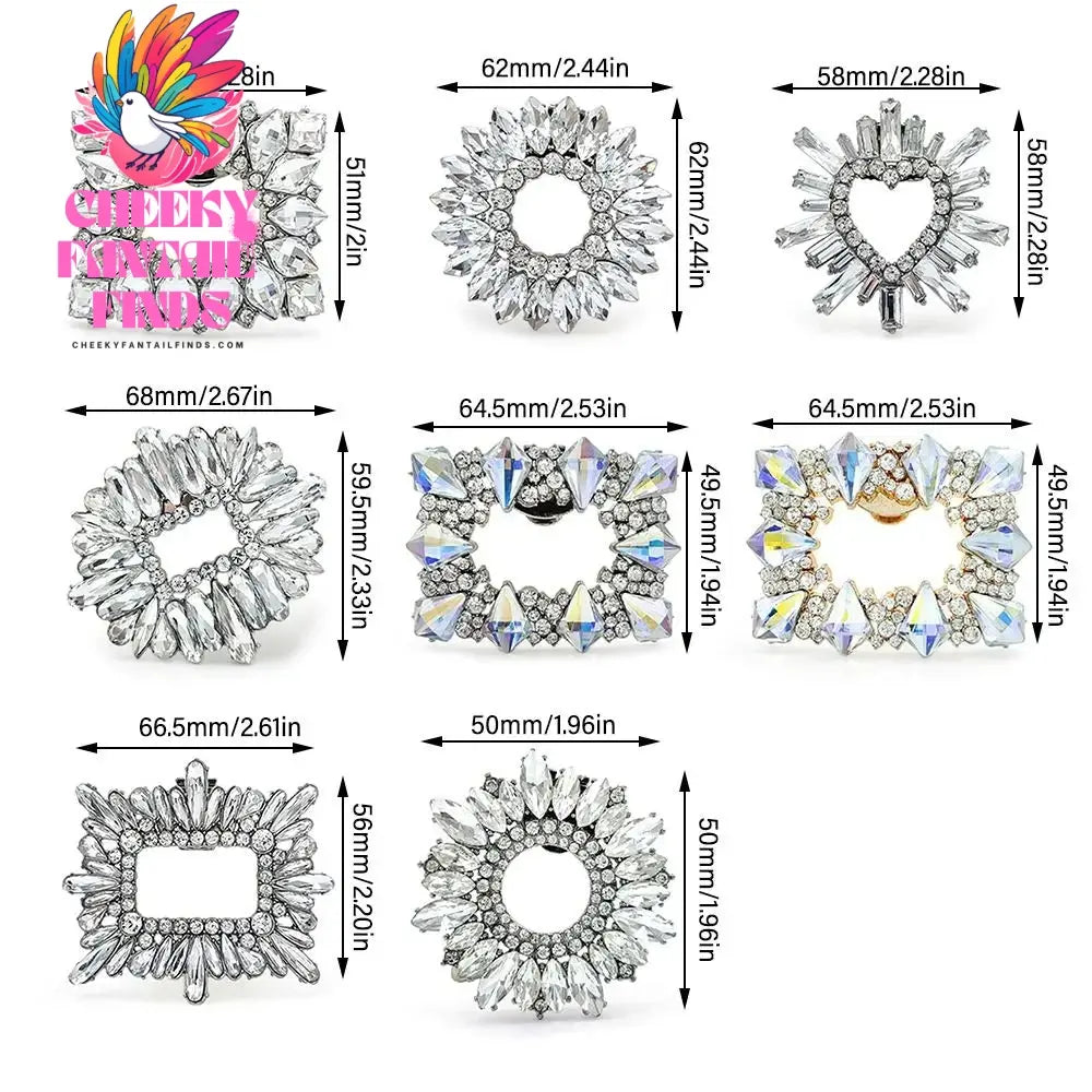 Wedding Shoe Decorations Clip Shiny Flower Charm Buckle Wedding Bride Glass Crystal High Heel Shoe Rhinestone Decorative Clamp Cheeky Fantail Finds