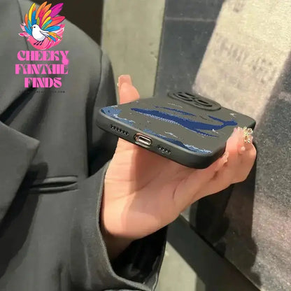 Whale Swimming Silicone Phone Case Anti-slip Soft TPU Phone Protective Cover for IPhone 16 Pro Max 15 Pro 14Plus 13 12 11 XR X Cheeky Fantail Finds