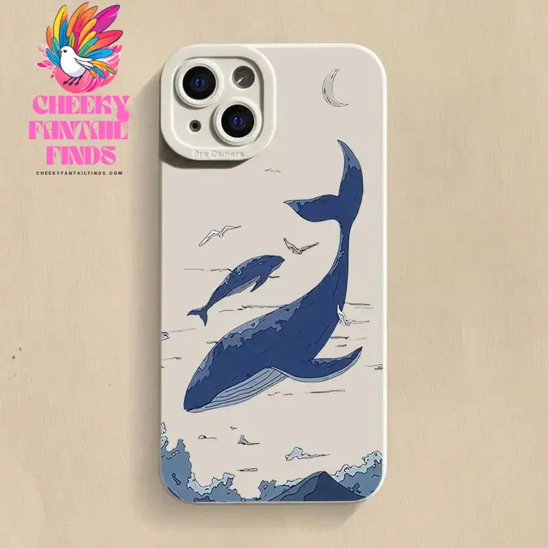Whale Swimming Silicone Phone Case Anti-slip Soft TPU Phone Protective Cover for IPhone 16 Pro Max 15 Pro 14Plus 13 12 11 XR X Cheeky Fantail Finds