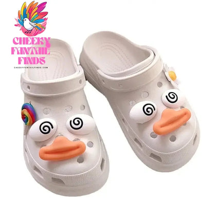 Whole Set Hot DIY Hole Shoes Charms for Cute Funny Duck Face Handmade Charms Designer Quality Garden Shoe Decoration Girl Gift Cheeky Fantail Finds