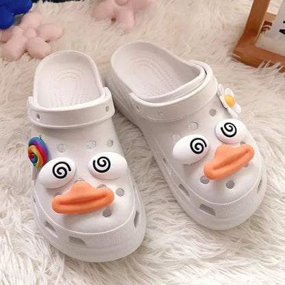 Whole Set Hot DIY Hole Shoes Charms for Cute Funny Duck Face Handmade Charms Designer Quality Garden Shoe Decoration Girl Gift Cheeky Fantail Finds