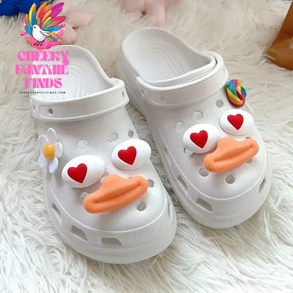 Whole Set Hot DIY Hole Shoes Charms for Cute Funny Duck Face Handmade Charms Designer Quality Garden Shoe Decoration Girl Gift Cheeky Fantail Finds