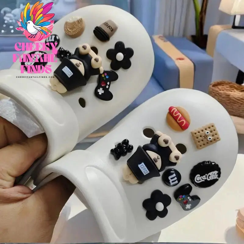 Whole Set Hot Sale DIY Hole Shoes Charms Cute Fisherman Bear Accessories Designer Quality Garden Shoe Decoration Girl Gift 2024 Cheeky Fantail Finds