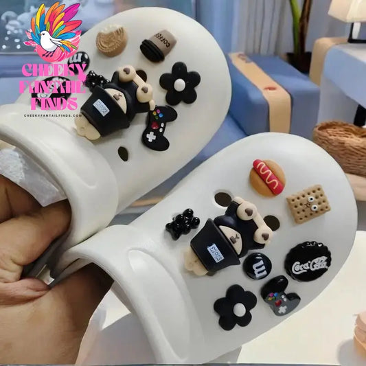Whole Set Hot Sale DIY Hole Shoes Charms Cute Fisherman Bear Accessories Designer Quality Garden Shoe Decoration Girl Gift 2024 Cheeky Fantail Finds
