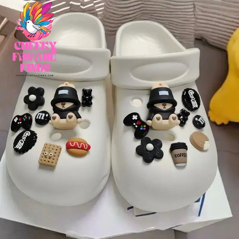 Whole Set Hot Sale DIY Hole Shoes Charms Cute Fisherman Bear Accessories Designer Quality Garden Shoe Decoration Girl Gift 2024 Cheeky Fantail Finds