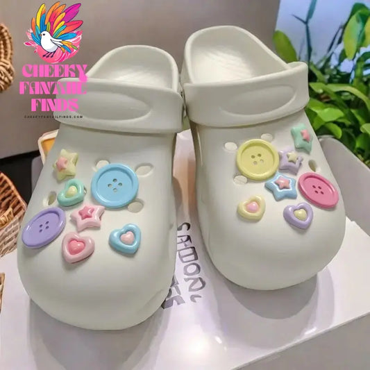 Whole Set Hot Sale DIY Hole Shoes Charms Cute pentagram  Accessories Designer Quality Garden Shoe Decoration Girl Gift Cheeky Fantail Finds