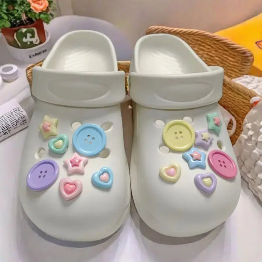 Whole Set Hot Sale DIY Hole Shoes Charms Cute pentagram  Accessories Designer Quality Garden Shoe Decoration Girl Gift Cheeky Fantail Finds