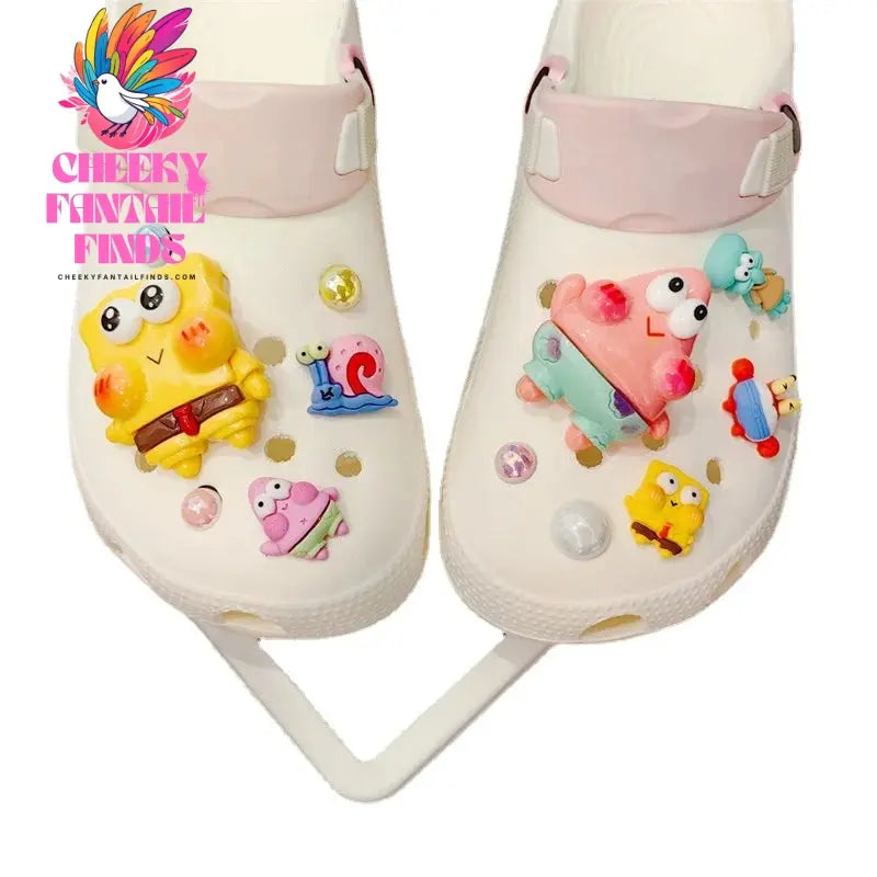 Whole Set Hot Sale DIY Hole Shoes Charms for Cute Cartoon Handmade Charms Designer Quality Garden Shoe Decoration Girl Gift Cheeky Fantail Finds