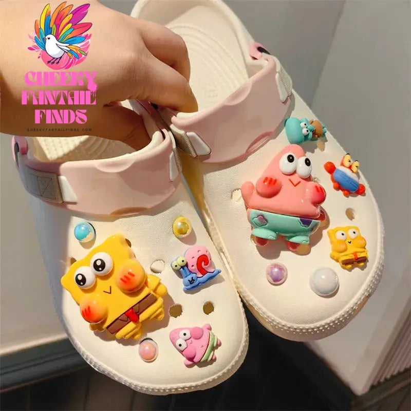 Whole Set Hot Sale DIY Hole Shoes Charms for Cute Cartoon Handmade Charms Designer Quality Garden Shoe Decoration Girl Gift Cheeky Fantail Finds