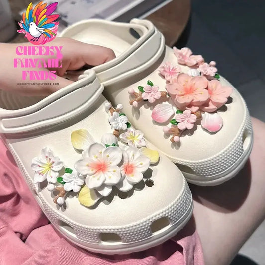 Whole Set Hot Sale DIY Shoes Charms for Branches and Flowers Hole Shoe Charms Designer Quality Garden Shoe Decoration Girl Gift Cheeky Fantail Finds