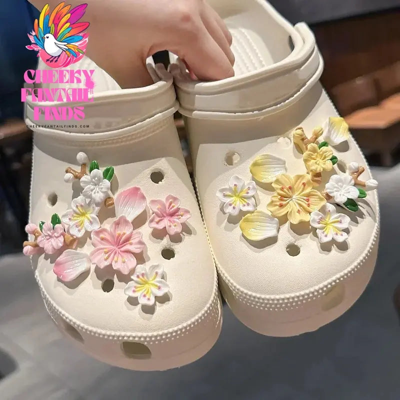 Whole Set Hot Sale DIY Shoes Charms for Branches and Flowers Hole Shoe Charms Designer Quality Garden Shoe Decoration Girl Gift Cheeky Fantail Finds