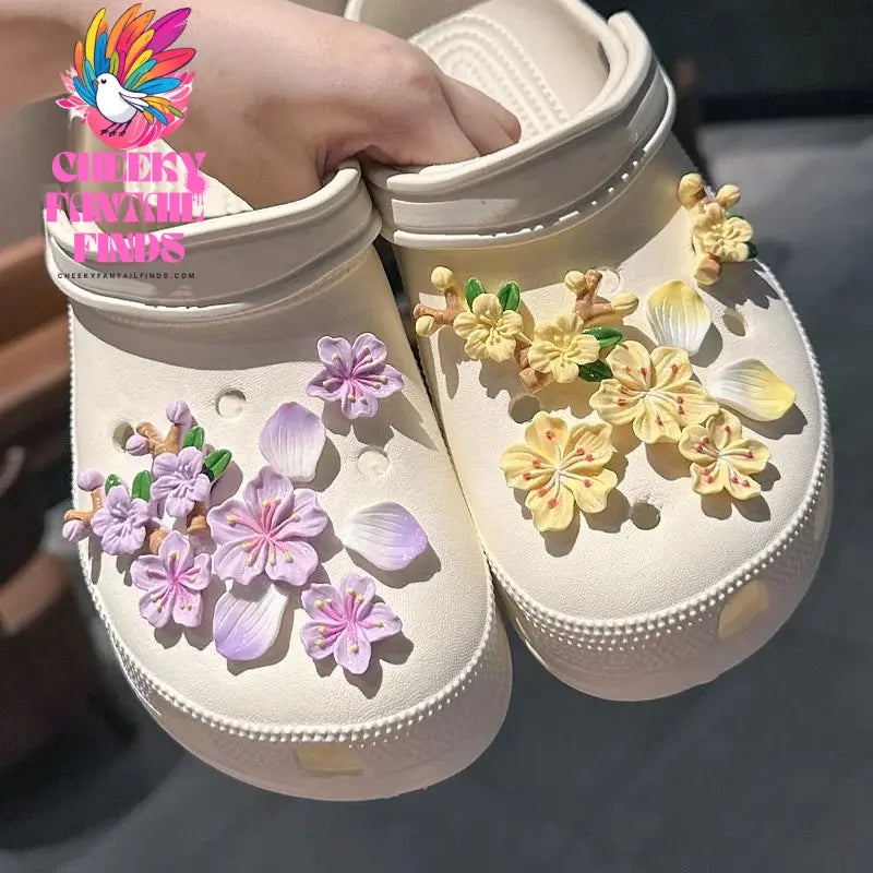 Whole Set Hot Sale DIY Shoes Charms for Branches and Flowers Hole Shoe Charms Designer Quality Garden Shoe Decoration Girl Gift Cheeky Fantail Finds