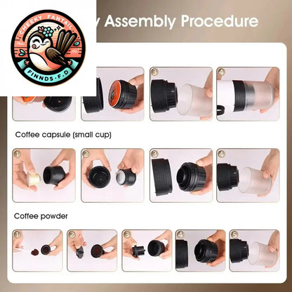 Wireless Electric Portable Espresso Coffee Machine for Car & Home Camping Coffee Maker 3-in-1 Capsule Powder Travel Coffee Maker Cheeky Fantail Finds