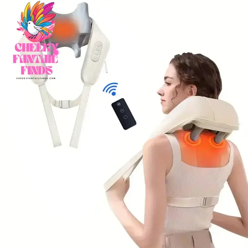 Wireless Neck Massager With Hot Compress Neck And Back Shoulder Shiatsu Kneading Massage Shawl Neck Cervical Relaxing Trapezius Cheeky Fantail Finds
