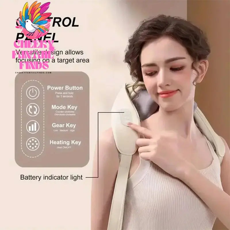 Wireless Neck Massager With Hot Compress Neck And Back Shoulder Shiatsu Kneading Massage Shawl Neck Cervical Relaxing Trapezius Cheeky Fantail Finds