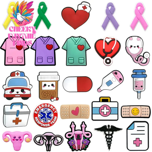 Women's Pink Love Ribbon Breast Cancer Prevention Medical Shoe Charms Cervix Aids Awareness Shoe Accessories Fundraisers Events - Cheeky Fantail Finds