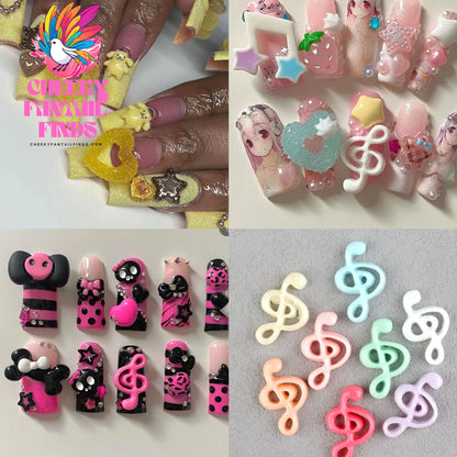 Y2K Hot Pink 30pcs Mix Heart Bear Candy Loiipop Resin Parts Handmade Phose Case Hair Girls Long Nail Art Big Decoraiton Charms Cheeky Fantail Finds
