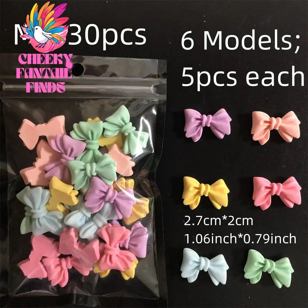 Y2K Hot Pink 30pcs Mix Heart Bear Candy Loiipop Resin Parts Handmade Phose Case Hair Girls Long Nail Art Big Decoraiton Charms Cheeky Fantail Finds