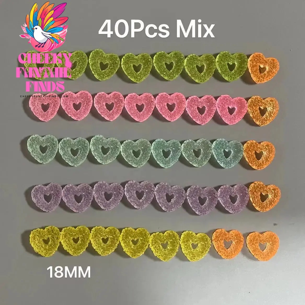 Y2K Hot Pink 30pcs Mix Heart Bear Candy Loiipop Resin Parts Handmade Phose Case Hair Girls Long Nail Art Big Decoraiton Charms Cheeky Fantail Finds