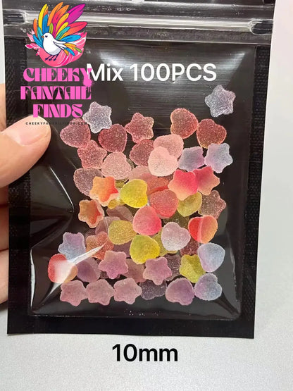Y2K Hot Pink 30pcs Mix Heart Bear Candy Loiipop Resin Parts Handmade Phose Case Hair Girls Long Nail Art Big Decoraiton Charms Cheeky Fantail Finds