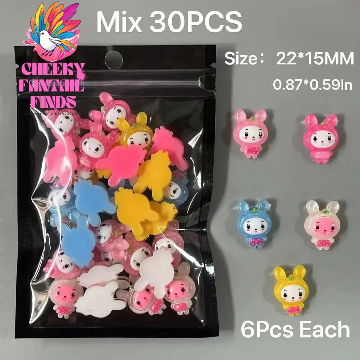 Y2K Hot Pink 30pcs Mix Heart Bear Candy Loiipop Resin Parts Handmade Phose Case Hair Girls Long Nail Art Big Decoraiton Charms Cheeky Fantail Finds