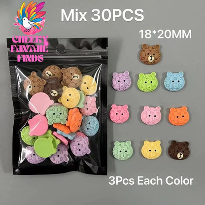 Y2K Hot Pink 30pcs Mix Heart Bear Candy Loiipop Resin Parts Handmade Phose Case Hair Girls Long Nail Art Big Decoraiton Charms Cheeky Fantail Finds