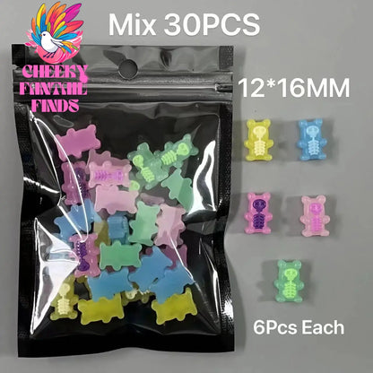 Y2K Hot Pink 30pcs Mix Heart Bear Candy Loiipop Resin Parts Handmade Phose Case Hair Girls Long Nail Art Big Decoraiton Charms Cheeky Fantail Finds