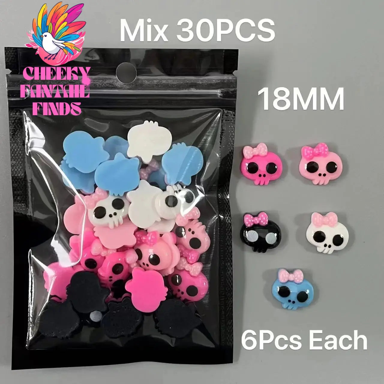 Y2K Hot Pink 30pcs Mix Heart Bear Candy Loiipop Resin Parts Handmade Phose Case Hair Girls Long Nail Art Big Decoraiton Charms Cheeky Fantail Finds