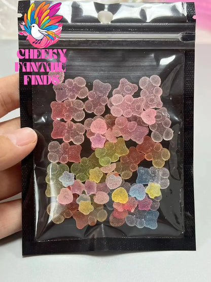 Y2K Hot Pink 30pcs Mix Heart Bear Candy Loiipop Resin Parts Handmade Phose Case Hair Girls Long Nail Art Big Decoraiton Charms Cheeky Fantail Finds