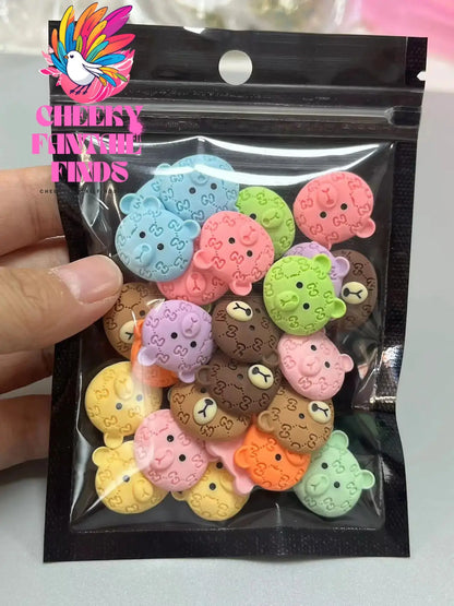 Y2K Hot Pink 30pcs Mix Heart Bear Candy Loiipop Resin Parts Handmade Phose Case Hair Girls Long Nail Art Big Decoraiton Charms Cheeky Fantail Finds
