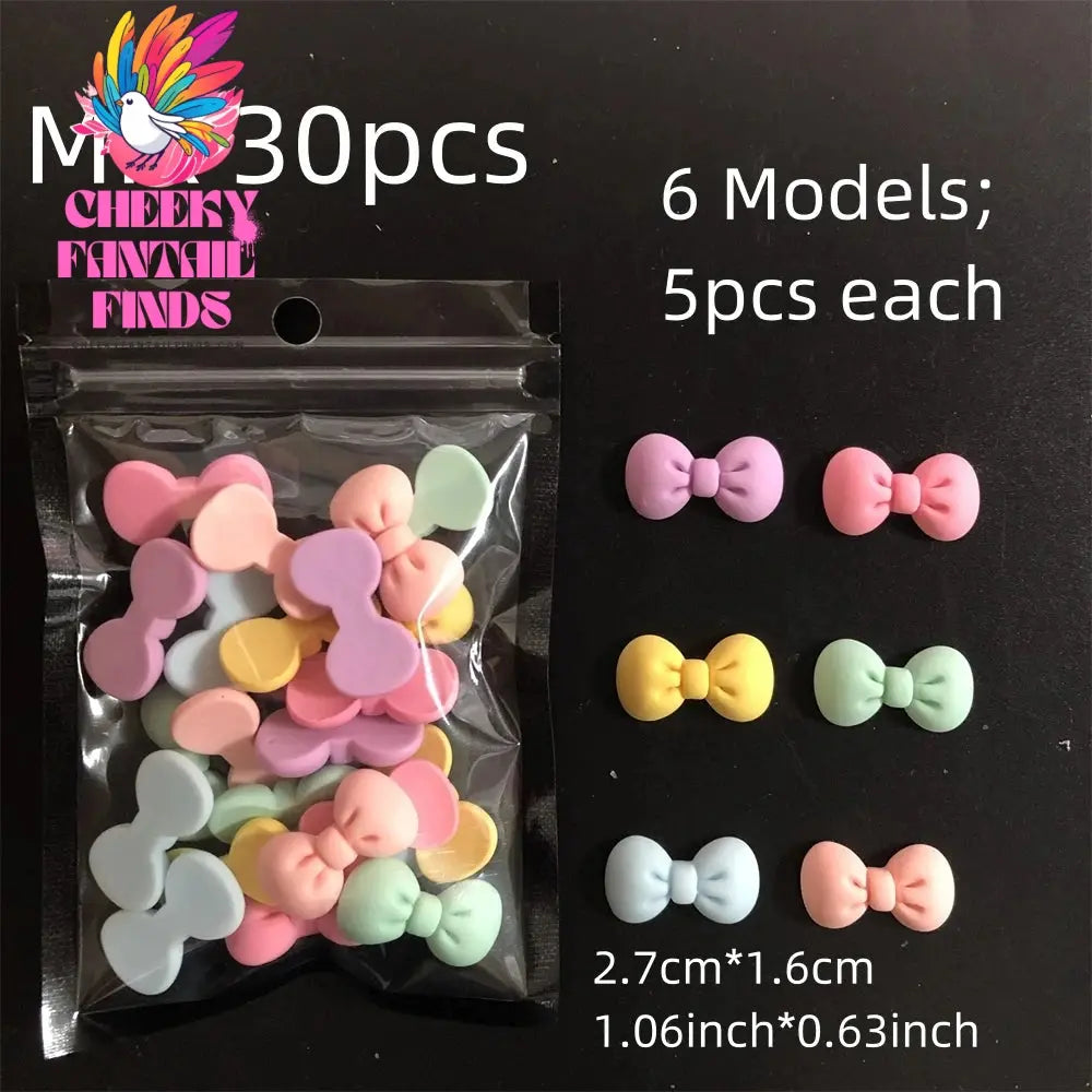 Y2K Hot Pink 30pcs Mix Heart Bear Candy Loiipop Resin Parts Handmade Phose Case Hair Girls Long Nail Art Big Decoraiton Charms Cheeky Fantail Finds