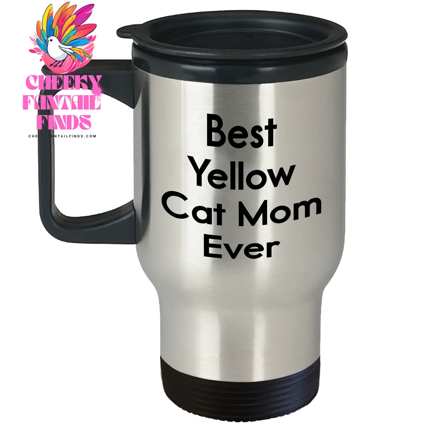 Yellow Cat Mom Ever Funny Quote Gift for Dad's Special Day - Unique Father's Day Unique Gifts for Yellow Cat Lovers - Best Yellow Cat Mom Ever Quote Travel Mug - Image 1