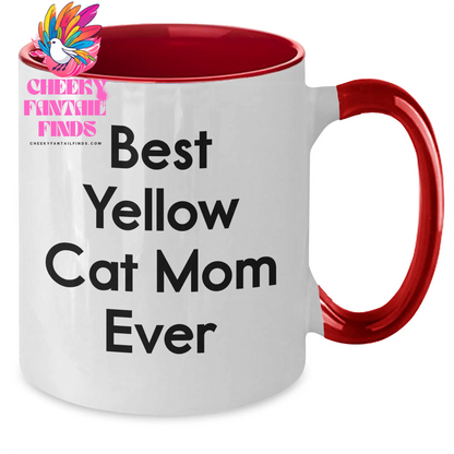 Yellow Cat Mom Ever Gifts for Him - Funny Best Yellow Cat Mom Ever Two Tone Coffee Mug - Unique Father's Day Unique Gifts for Dad from You - Additional