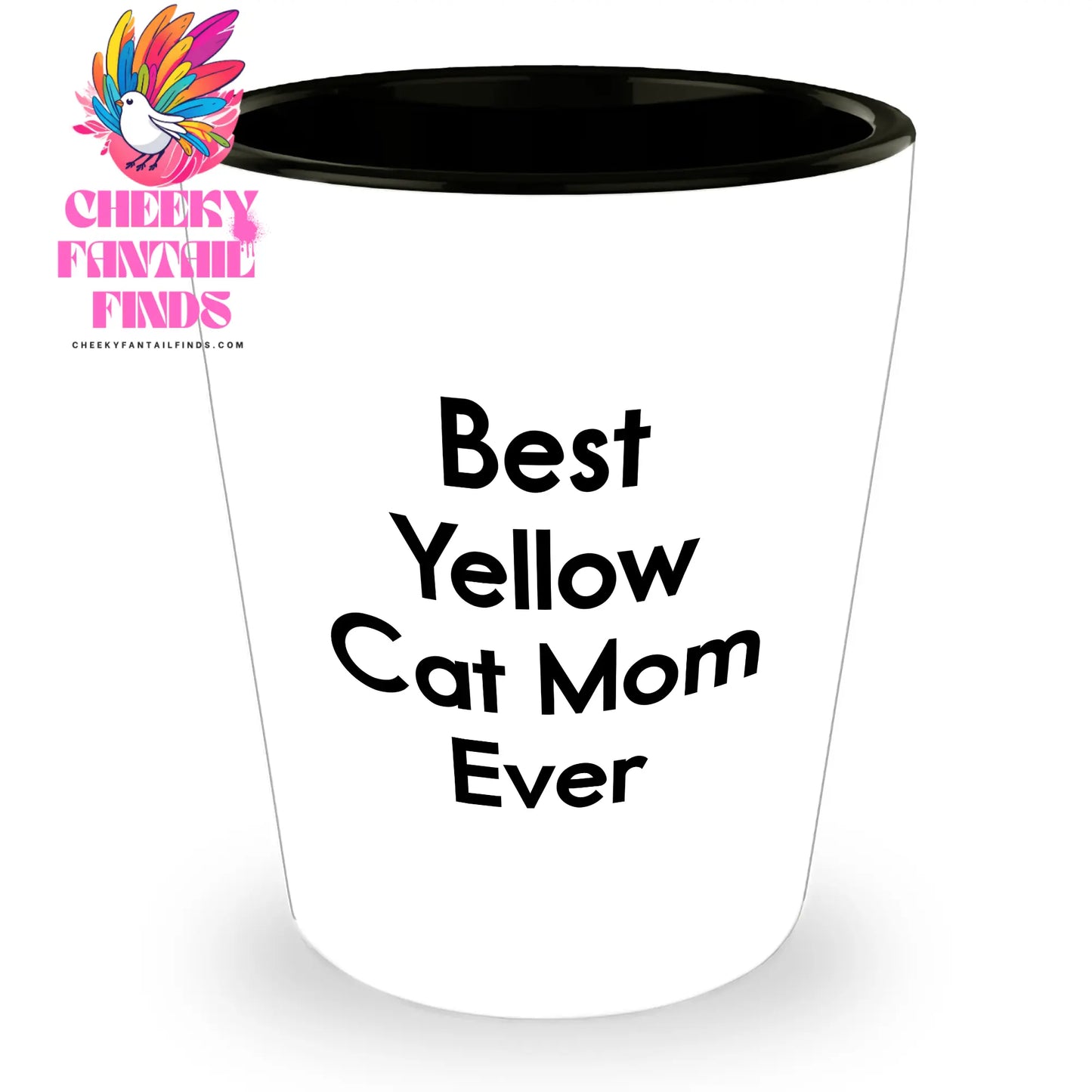 Yellow Cat Mom Ever Shot Glass Gifts for Dad on Father's Day Unique Best Yellow Cat Gifts for Him Funny Ceramic Shot Glass, 1.5oz, Microwave & Dishwasher Safe - Image 1