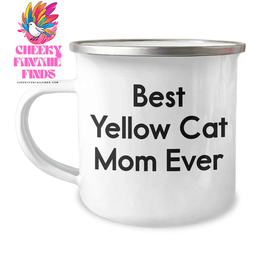 Yellow Cat Mom Ever Unique Gifts for Dad Father's Day Present Enamel Camping Mug Yellow Cat Lover Gifts for Husband Yellow Cat Enthusiasts - Image 1
