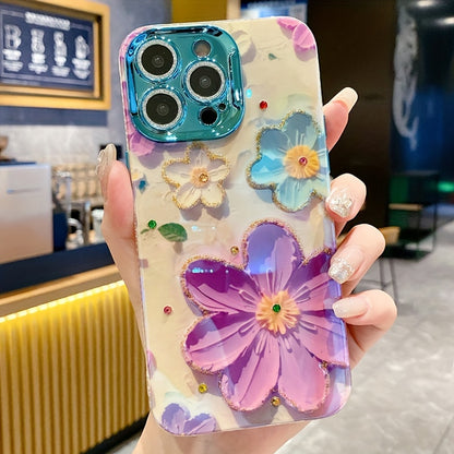 Xiaobai Blue And Purple Flower Phone Case New Fashion Trend Full Package Shockproof Creative Phone Case Suitable For IPhone 15, IPhone 15 Pro, IPhone 15 Pro Max, IPhone 14, IPhone 14 Pro, IPhone 14 Pro Max, IPhone 13, IPhone