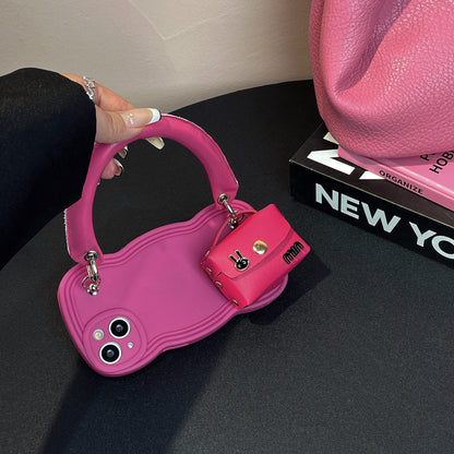 Portable Orange Phone Case With Rabbit Earphone Bag For IPhone 11 12 13 14 Pro Max