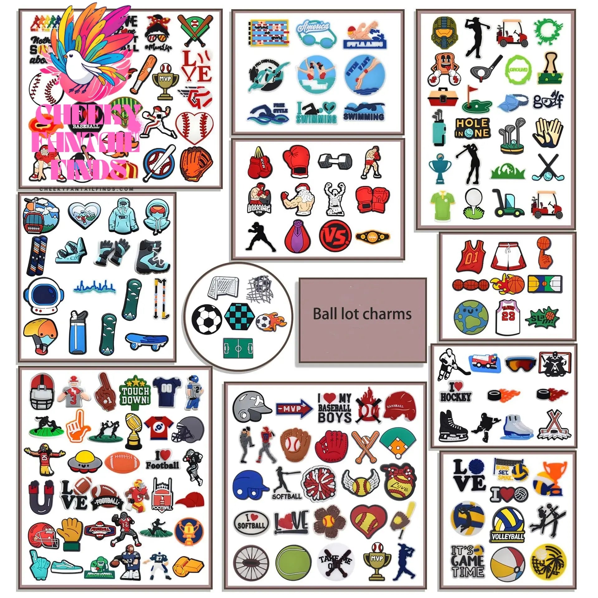 ball boxing football basketball lot shoes charms decorations Charms Buckle Kids X-mas Gifts Accessories - Cheeky Fantail Finds