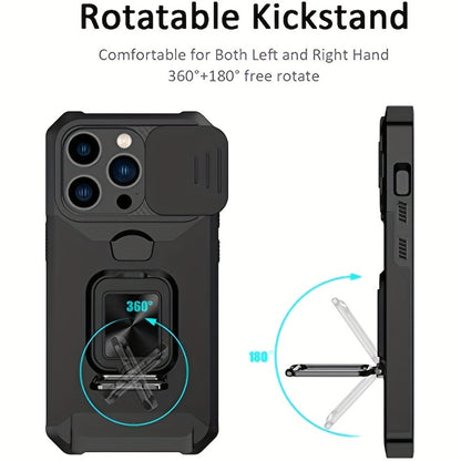 [1pc Heavy-Duty Phone Case] Heavy-Duty Shockproof Phone Case with a Metal Stand And Card Slot, Compatible with Iphone 16 Pro Max, 15 Pro Max, 14 Pro Max, And 13 Pro Max.