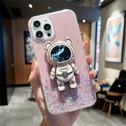 Quicksand Astronaut Bear Bracket Drop Glue Glitter For Phone Case