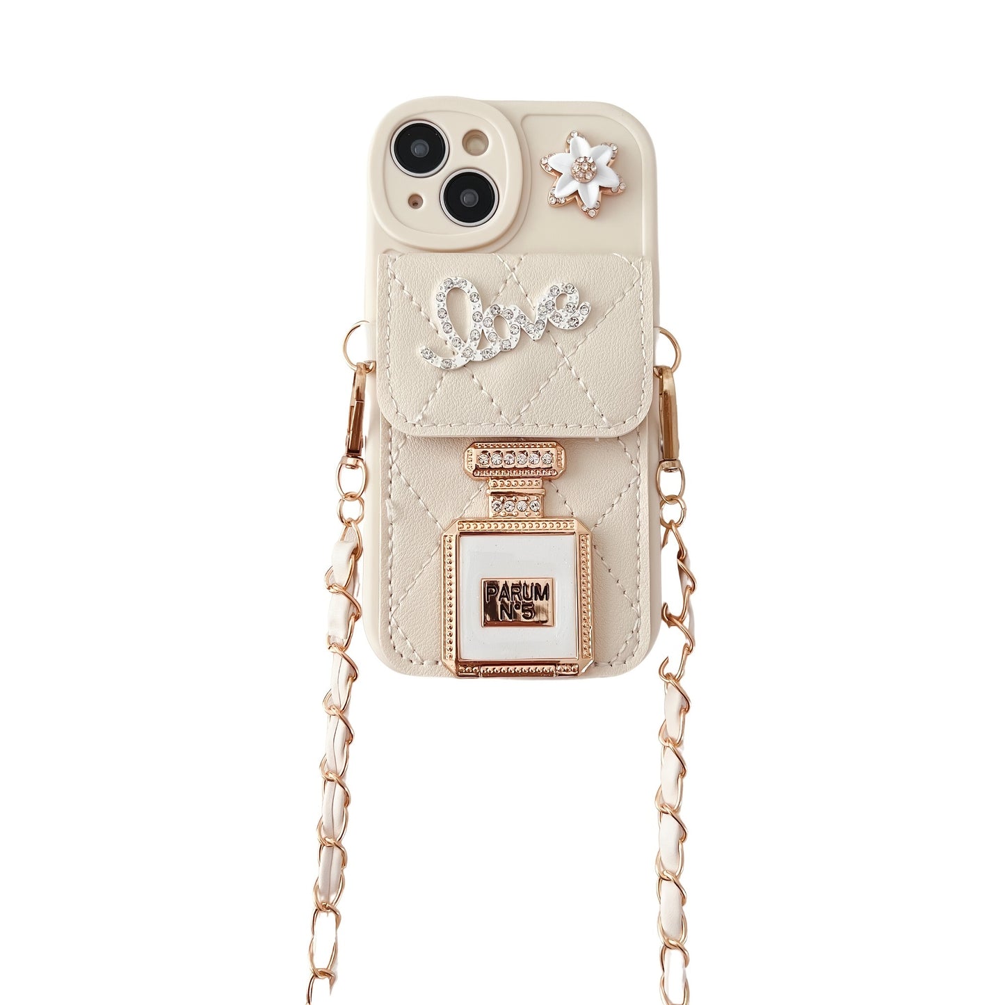 iPhone 14 Pro Max/13/12/11X/XR/XSMAX/8Plus/7Plus/6S/se3/se2 Premium Soft TPU Phone Case with Luxury Perfume Bottle Design - Small Mirror, Cross-Body Bag Card Holder, Lanyard - Durable and Stylish Accessory