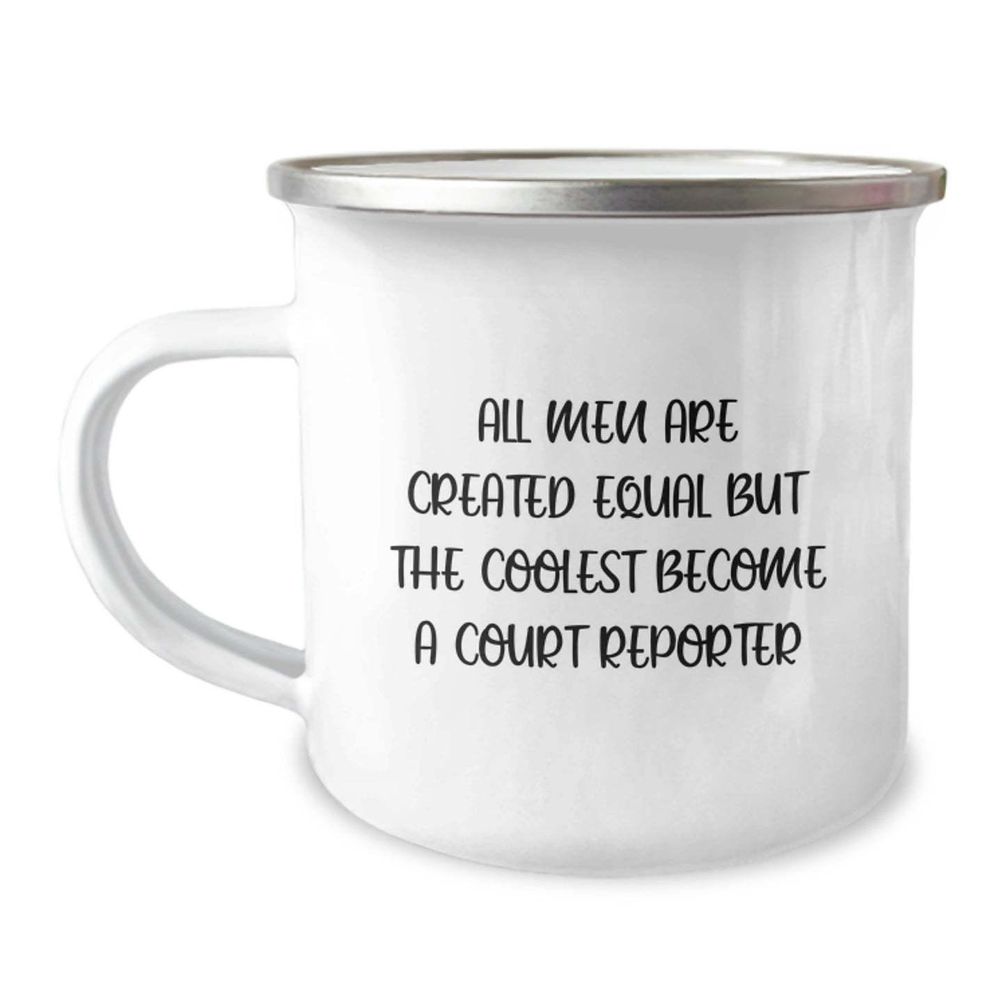 Funny Court Reporter Gifts for Him, 'All Men Are Created Equal But The Coolest Become A Court Reporter' Camping Mug for Graduation, from Friends to Family - Image 1
