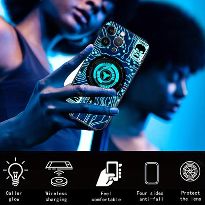 Suitable for iPhone color intelligent voice control call light emitting case LED light phone case 14/14Plus/14Pro/14Pro Max, iPhone 13/13Mini/13Pro/13Pro Max color light emitting bumper shockproof feel frosted anti scratch pr