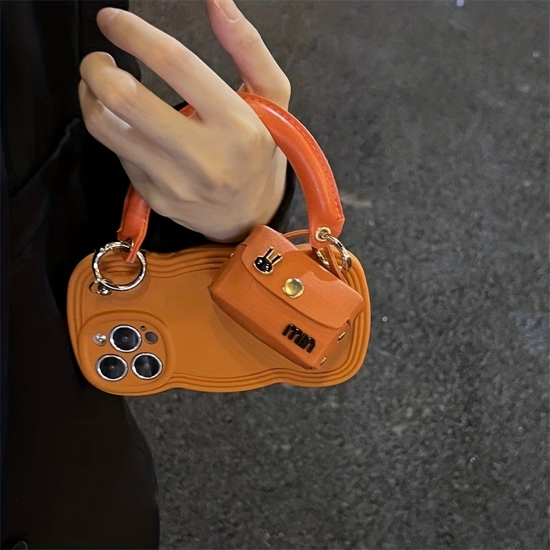 Portable Orange Phone Case With Rabbit Earphone Bag For IPhone 11 12 13 14 Pro Max