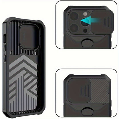 [1pc Heavy-Duty Phone Case] Heavy-Duty Shockproof Phone Case with a Metal Stand And Card Slot, Compatible with Iphone 16 Pro Max, 15 Pro Max, 14 Pro Max, And 13 Pro Max.