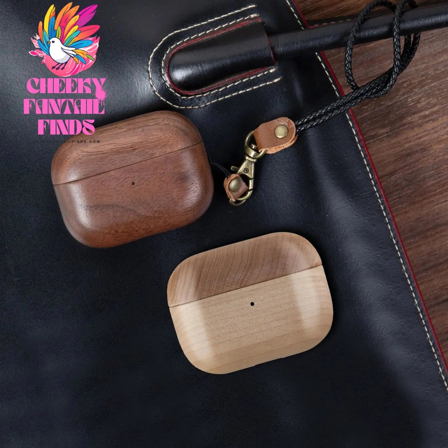 for Airpods Pro AirPods 3 2021 - Cover Case Protector Skin with Wireless Charging Case Made of Unique Wood for Airpods 1/2 Cheeky Fantail Finds