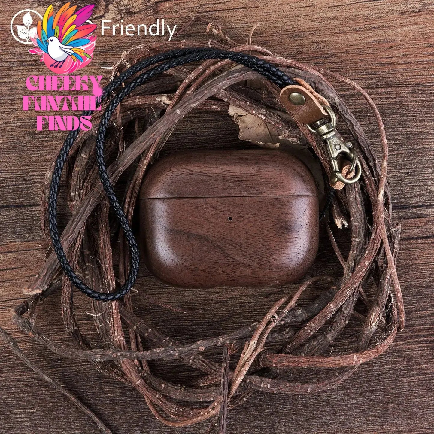 for Airpods Pro AirPods 3 2021 - Cover Case Protector Skin with Wireless Charging Case Made of Unique Wood for Airpods 1/2 Cheeky Fantail Finds