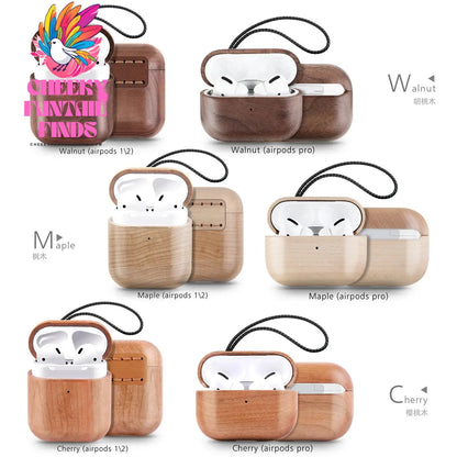 for Airpods Pro AirPods 3 2021 - Cover Case Protector Skin with Wireless Charging Case Made of Unique Wood for Airpods 1/2 Cheeky Fantail Finds